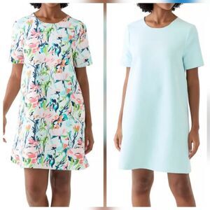 NWT Crown & Ivy XXL Reversible Aqua Floral Short Sleeve Dress